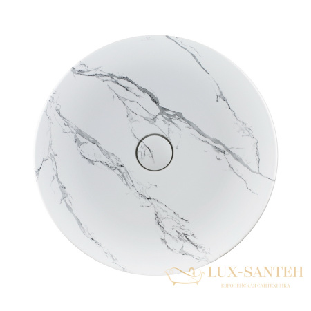 раковина накладная aet elite round.d.49,5 см., без отверстия под смеситель, цвет белый матовый с эффектом мрамора l601t0r0v0481